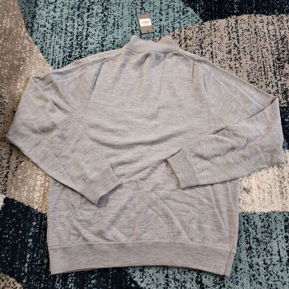 G/Fore Men's 100% Merino Wool 1/4 Zip Sweater Pullover Striped Heather Gray XL - Picture 12 of 13